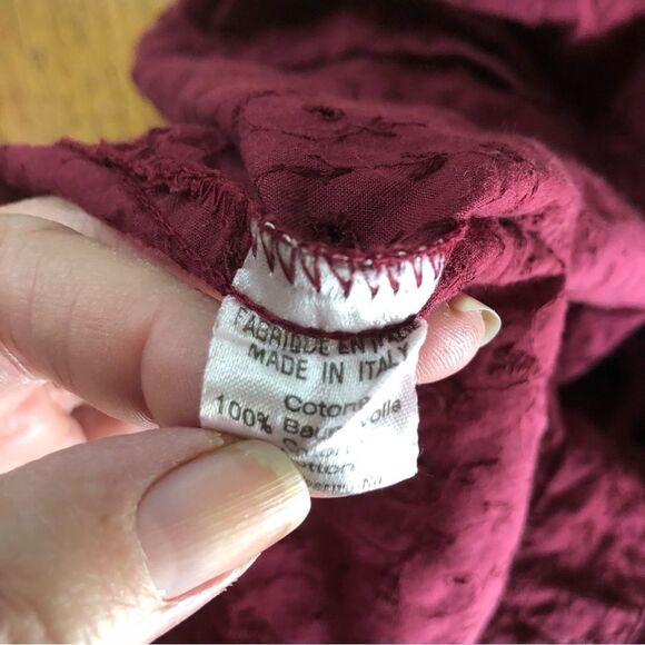 Byblos Vintage Collared Embroidered Eyelet Cotton Button Up Top Size 8 Feminine - Picture 15 of 15